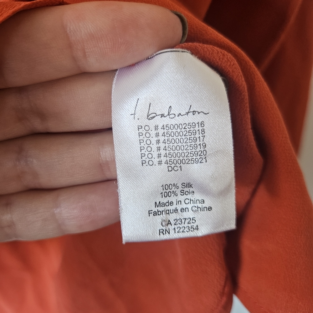 Aritzia Talula Babaton 100% Silk Red Button Down Blouse Size Small - Picture 5 of 8